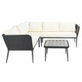 Safavieh Serson Sofa Set; Black & Beige - 4 Piece PAT9025A-2BX